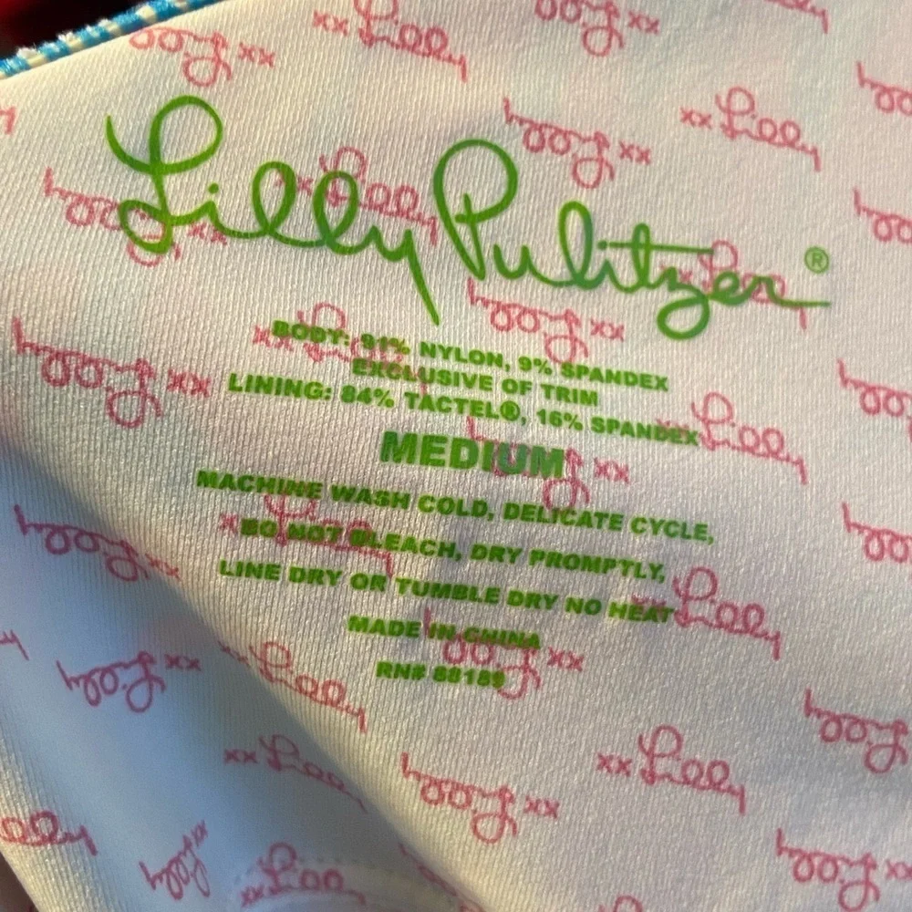 Lilly Pulitzer One-Piece Swimsuit Tropical Print Wrap V-Neck Adjustable Side